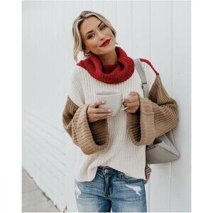 NWOT Limerie Color Block Sweater Medium , Fall Holiday Knit